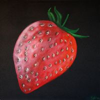 Erdbeere auf schwarzem Hintergrund